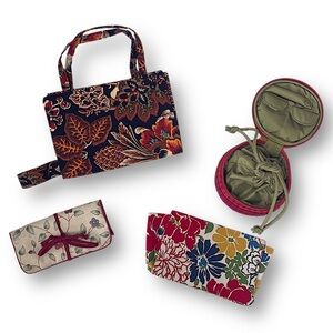 Floral Patterned Multi-Style Women's Bag Set - Red, Navy & Multicolor